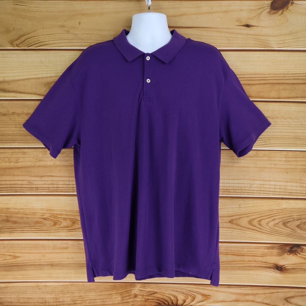 St. John's‎ Bay Heritage Pique Polo Shirt Mens Size XXL Dark Purple 100% Cotton